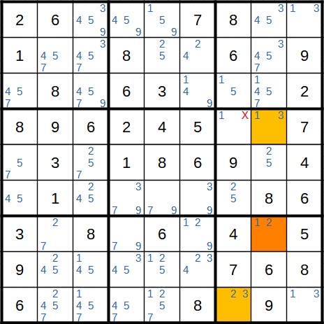 Sudoku Beispiel 4 XY-Wing